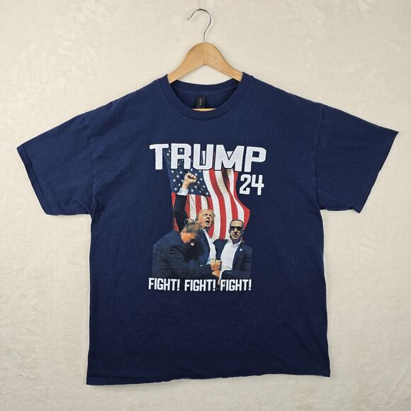 Trump 2024 Fight Political Shirt Mens XL Blue Short Sleeve Tee President MAGA - Picture 2 of 8